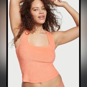 Victoria’s Secret On Point peach French Terry racer back tank size Xs